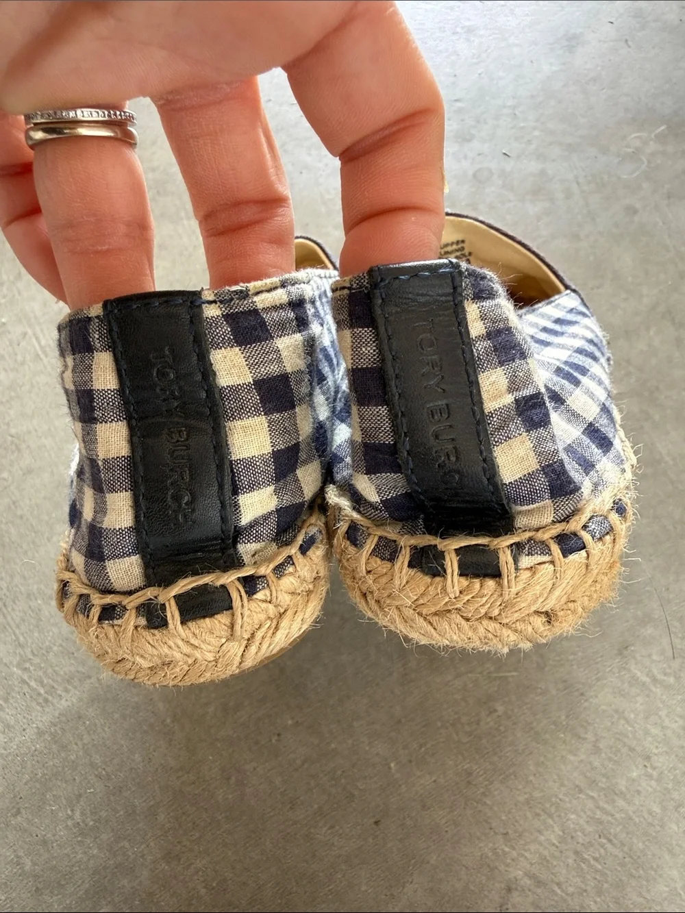Tory Burch Women’s Blue Gingham Slip-On Espadrilles